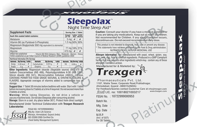Trexgen Sleepolax Sleep Aid Tablet