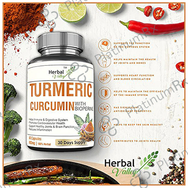 Herbal Valley Turmeric Curcumin with Bioperine 800mg Capsule