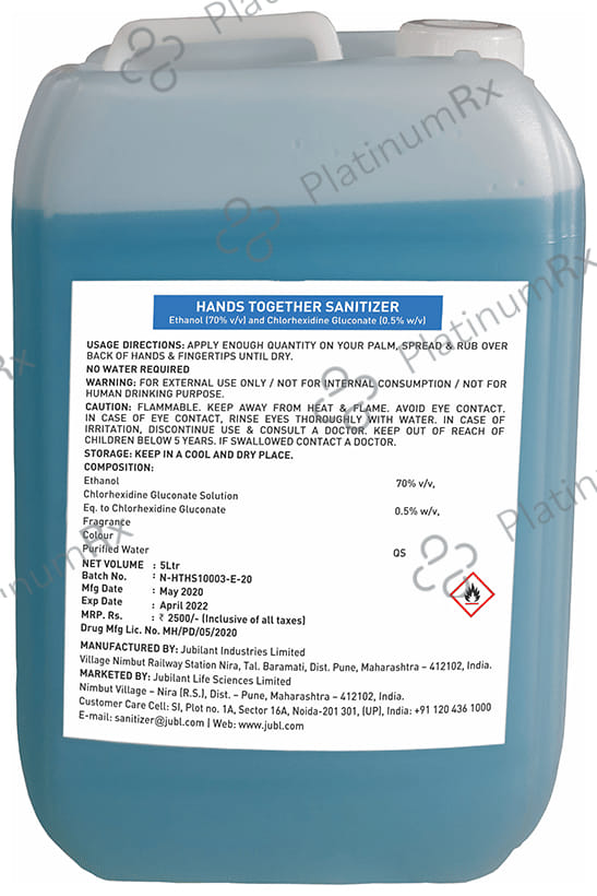 Hands Together Sanitizer with 70% Alcohol & Chlorhexidine Gluconate 5 Sanitizer