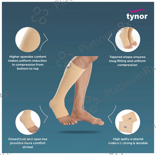 Tynor I 16 Compression Stocking Below Knee Open Toe Small