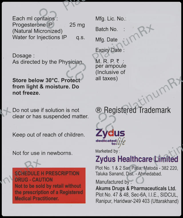 Naturogest AQ 25mg Injection 5X1ml