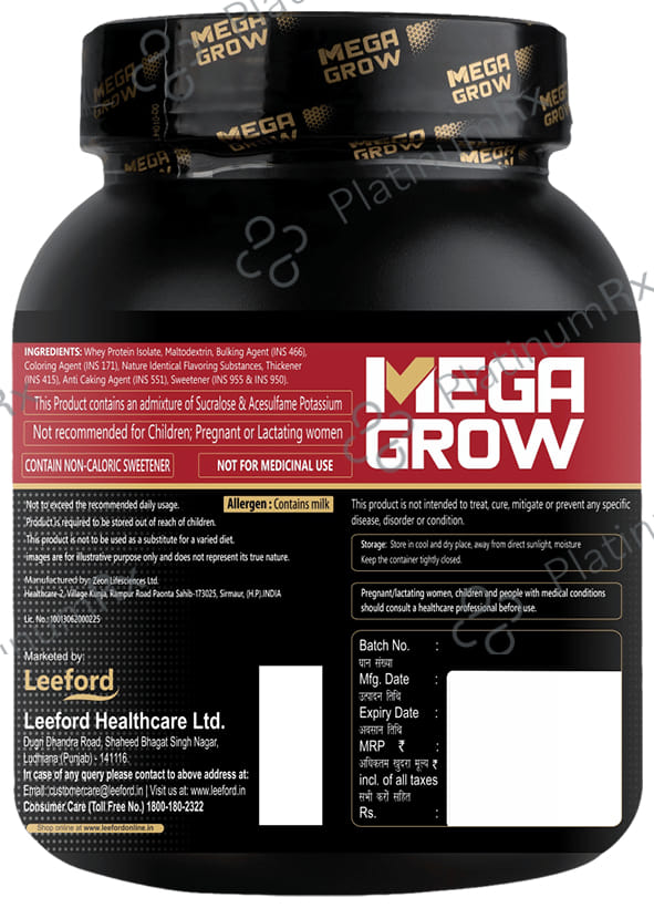 Megagrow Whey Protein Isolate Powder with Shaker Vanilla