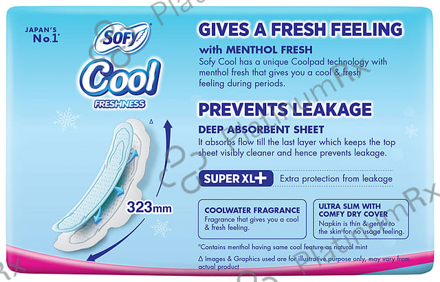 Sofy Cool Freshness Menthol Fresh Sanitary Pad - Size Super XL+ 6 pads