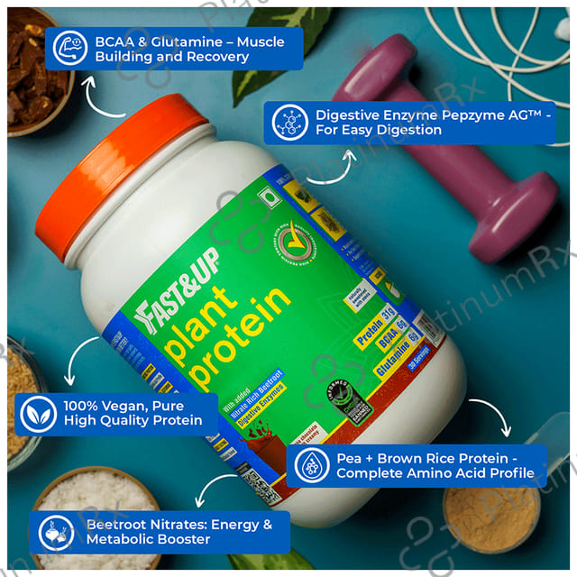 Fast&Up Plant Protein with Added Nitrate Rich Digestive EnzymeBeetroot Powder Strawberry Splash 1320 gm