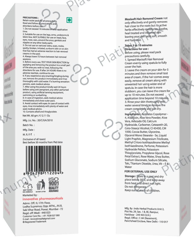 Maxisoft Hair Removal Cream (60gm Each) 2 Tubes