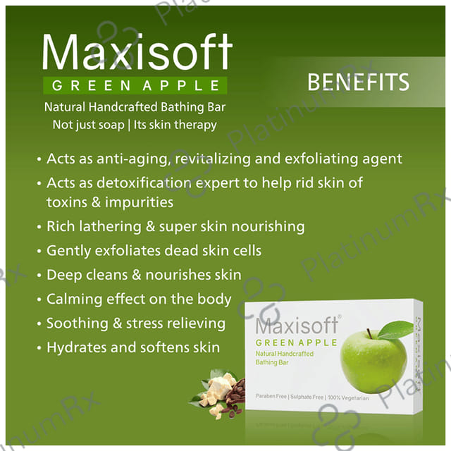 Maxisoft Green Apple Bathing Bar (75gm Each) 6 units