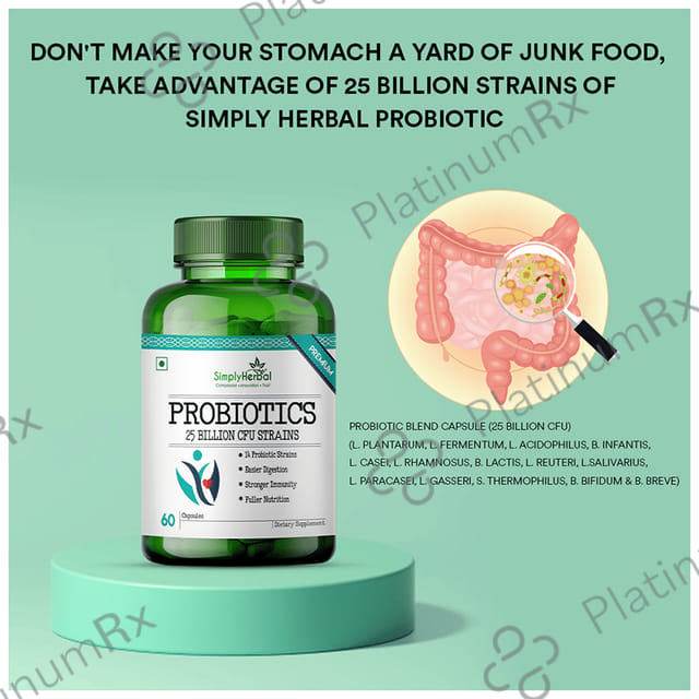 Simply Herbal Pro Biotics 25B CFU Vegetarian Capsules 60s