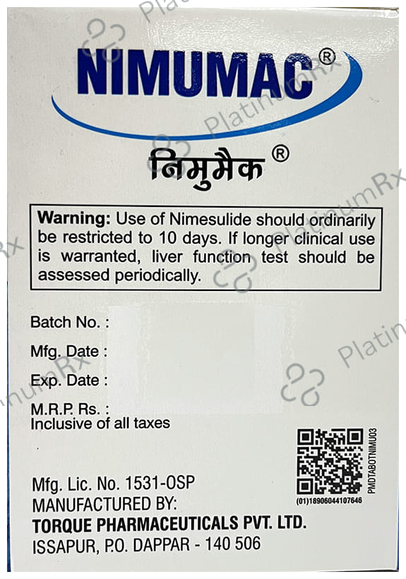 Nimumac Tablet DT Vanilla 10s