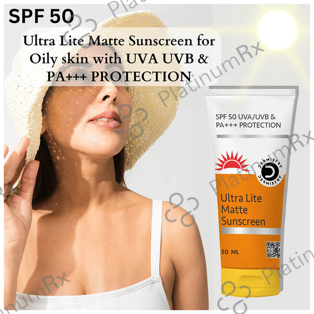 Dermistry Ultra Lite Matte Finish Sunscreen SPF 50 Cream 50ml