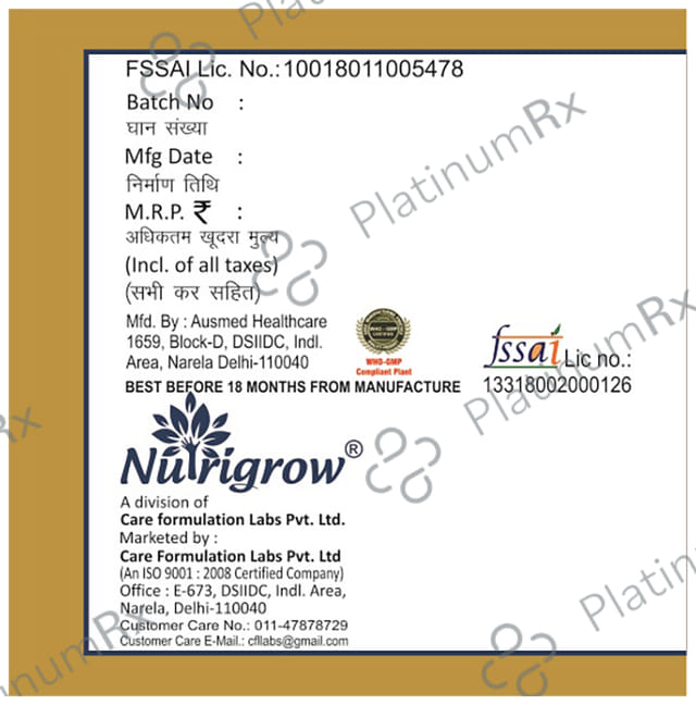 Nutrigrow Bacopa Monnieri Veg Capsule (60 Each) 1 Bottle