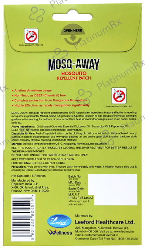 Leeford Mosq-Away Mosquito Repellent Patch