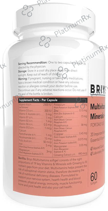 Briyo Multivitamin & Minerals with Ginseng Softgel Capsule