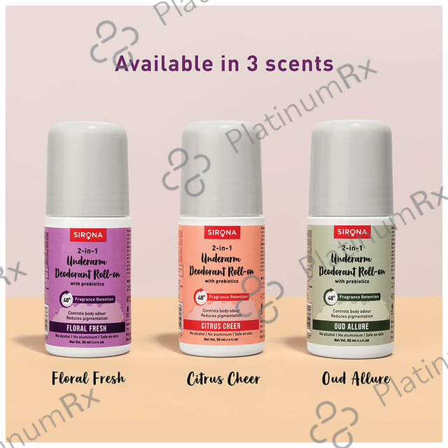 Sirona 2 in 1 Underarm Deodorant Roll-On Floral Fresh