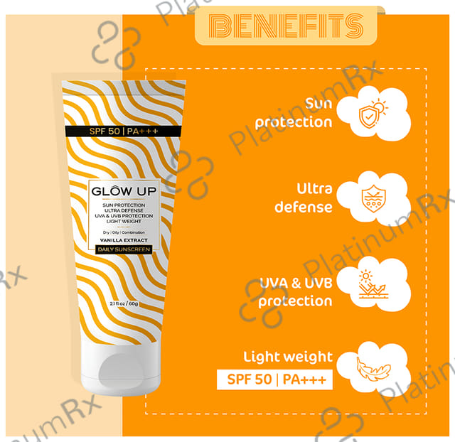 Glow Up Vanilla Extract Daily Sunscreen SPF 50 PA+++ Cream 60gm