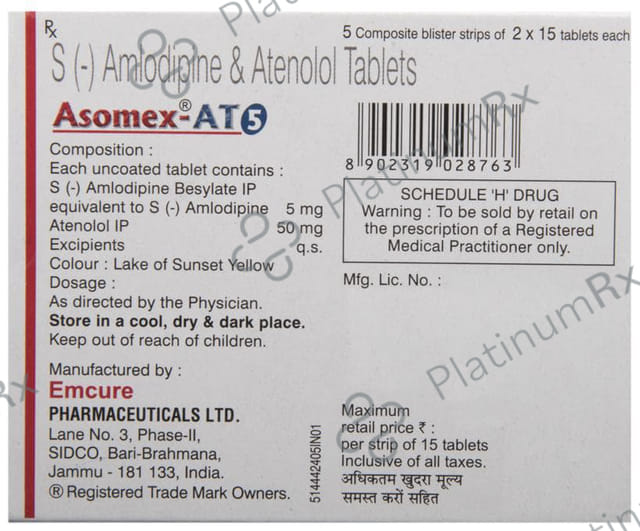 Asomex AT 5/50mg Tablet 15s