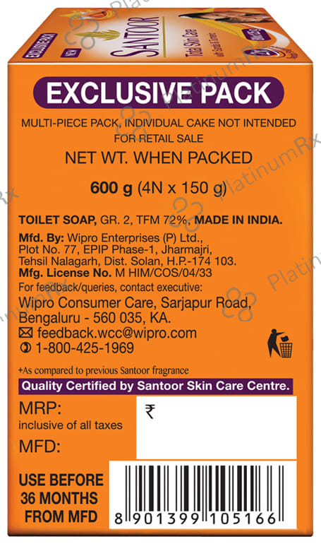 Santoor Total Skin Care with Sandal & Turmeric Soap (150gm Each)
