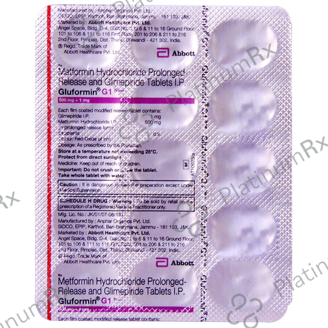 New Gluformin G 1/500mg Tablet PR 15s