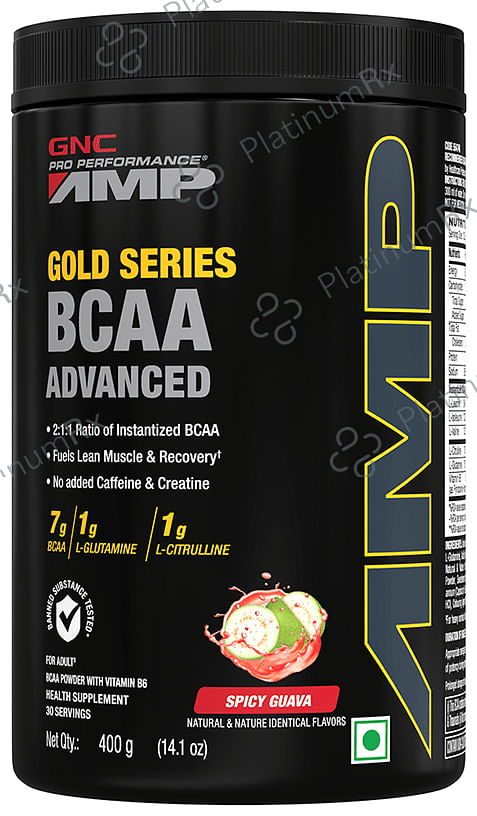 GNC Pro Performance AMP Gold Series BCAA Advanced - For Lean Muscles & Recovery - Flavour Powder Spicy Guava