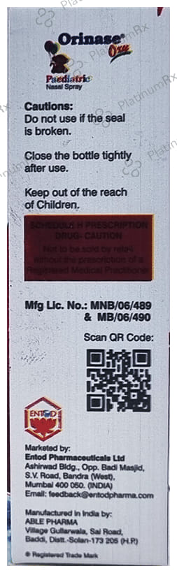 Orinase Oxy 0.025% Paediatric Nasal Spray 10ml