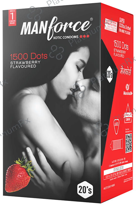 Manforce 1500 Dots Xotic Flavour Strawberry Condom 20s