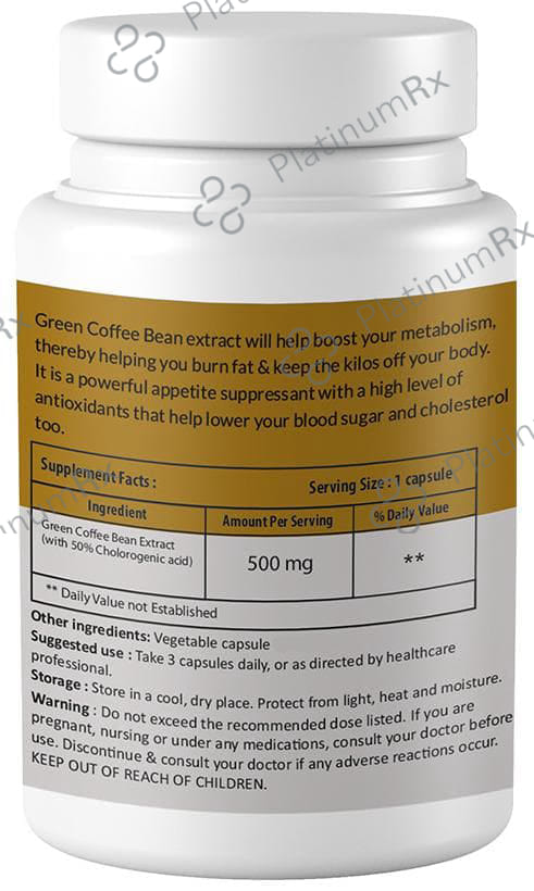 Zinnia Wellness Green Coffee Bean Extract Veggie Capsule