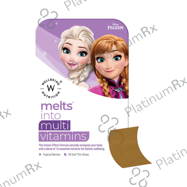 Wellbeing Nutrition Disney Frozen Melts Multi Vitamins - Oral Thin Strip for Brain, Immunity & Growth - Flavour Tropical Berry