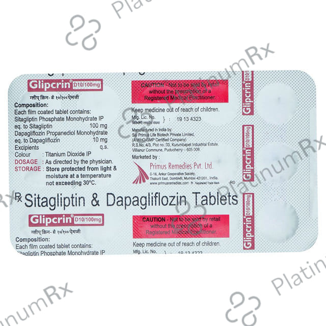 Glipcrin D 10/100mg Tablet 15s