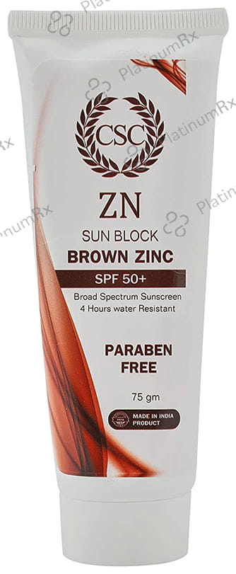 CSC ZN Sun Block Brown Zinc SPF 50+ Cream 75gm