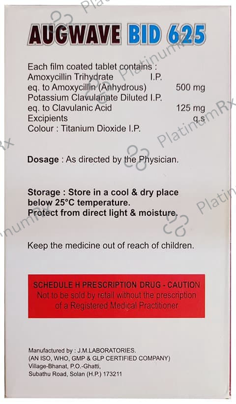 Augwave Bid 625 500/125mg Tablet 10s