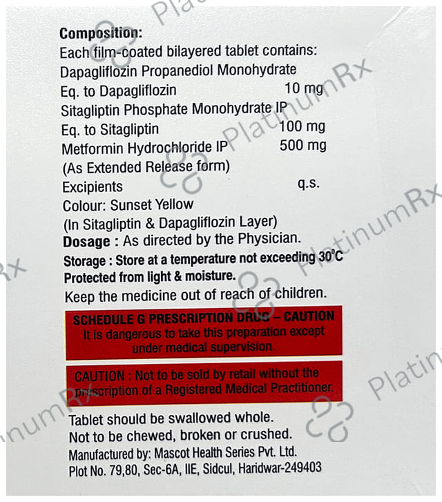 Dapaone SM 10mg/500mg/100mg Tablet