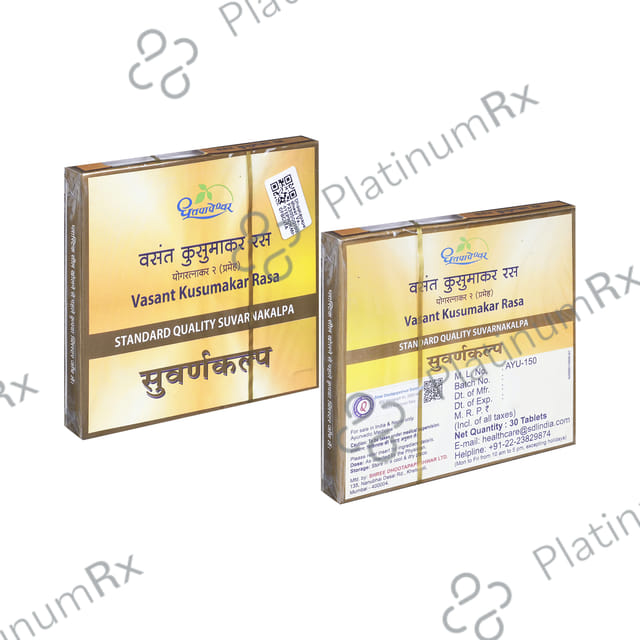 Dhootapapeshwar Vasant Kusumakar Ras Standard Quality Suvarnakalpa Tablet 30 tablets