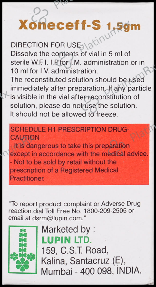 Xone Ceff S 1000mg/500mg Injection