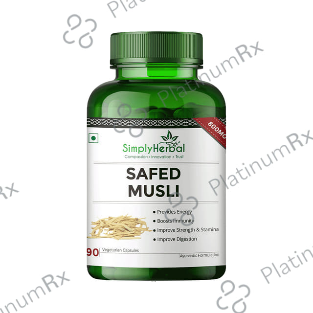 Simply Herbal Safed Musli 800mg Vegetarian Capsules