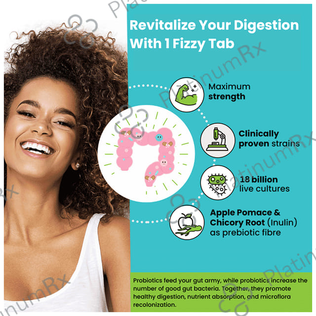 Wellbeing Nutrition Probiotic + Prebiotic Fibre with 18 Billion CFU - Effervescent Tablet for Gut Health - Flavour Green Apple & Mint 1 Bottle