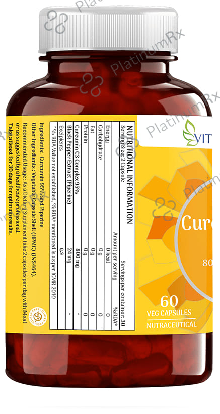 Viteva Organic Curcumin 95% + Piperine Veg Capsule