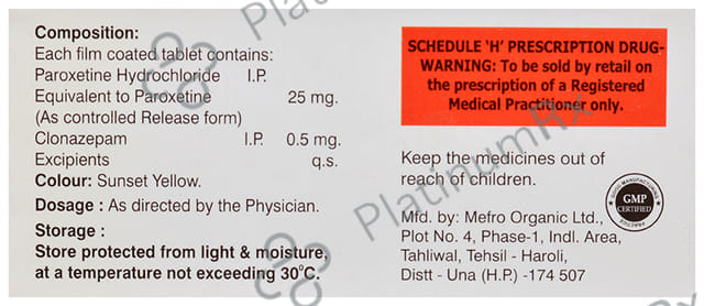 Paxitine Fort 0.5/25mg Tablet CR 10s
