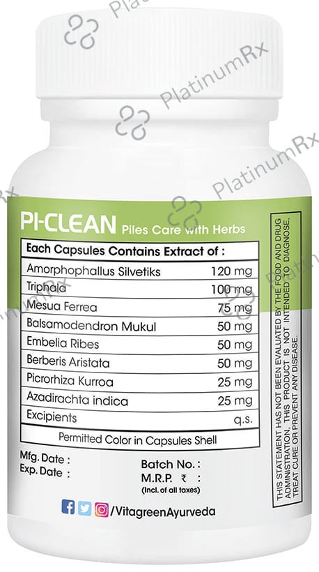 Vitagreen Pi-Clean 500mg Capsule