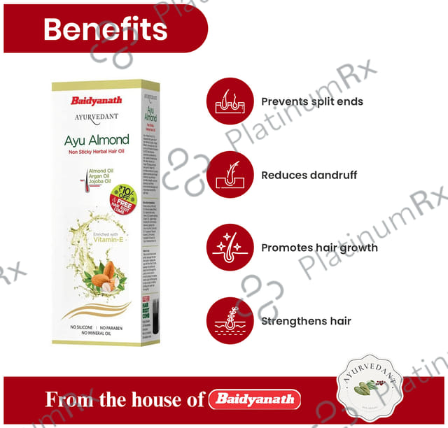 Baidyanath (Jhansi) Ayurvedant Herbal Hair Oil Ayu Almond Non Sticky
