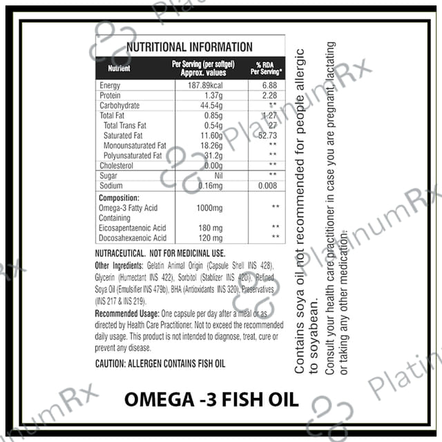 La Nature's Omega 3 Fish Oil 1000mg Lemon Capsule 60s