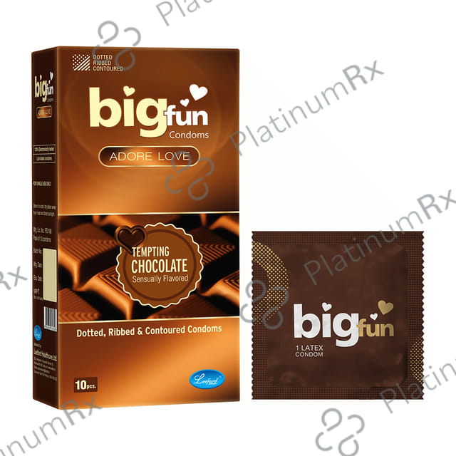 Bigfun Dotted, Ribbed & Contoured Tempting Chocolate Flavour Condom 10s
