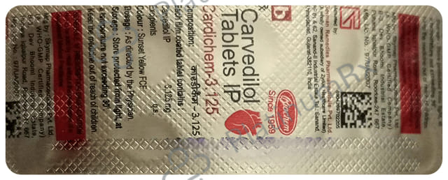Cardichem 3.125mg Tablet 10s