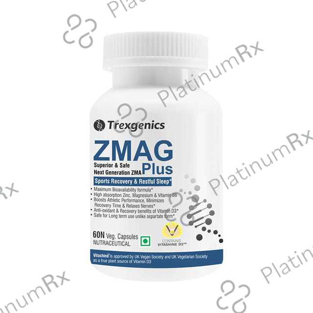 Trexgenics ZMAG Plus - With Zinc, Magnesium & Vitamin B6 - Veg Capsules for Sports Recovery & Restful Sleep