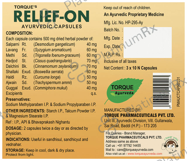 Torque's Relief-On Ayurvedic Capsule