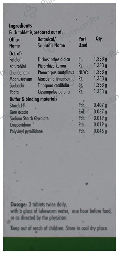 Nagarjuna Padolakadurohinyadi Kashayam Tablet