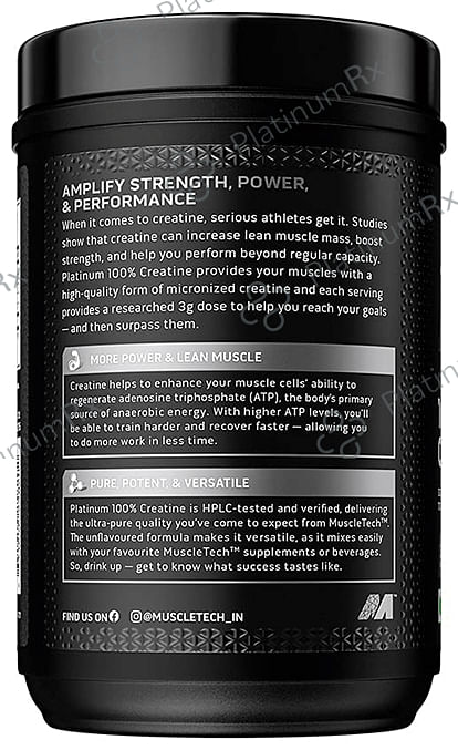 Muscletech Platinum 100% Creatine for Muscle Building, Strength, & Performance - Unflavoured