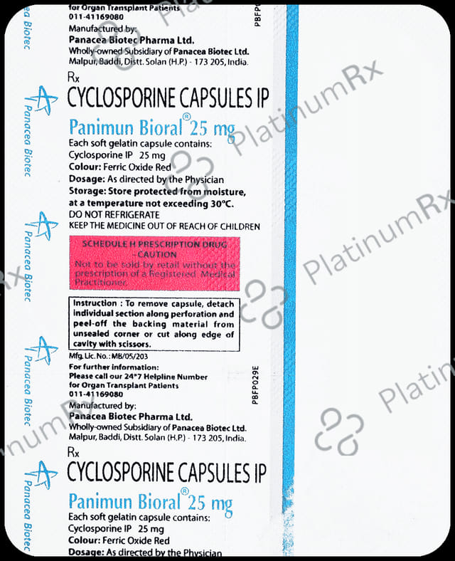 Panimun Bioral 25mg Capsule 6s
