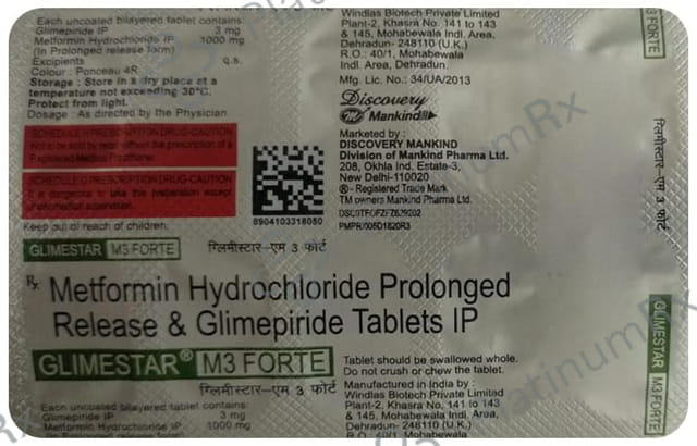 Glimestar M3 Forte 3/1000mg Tablet PR 10s