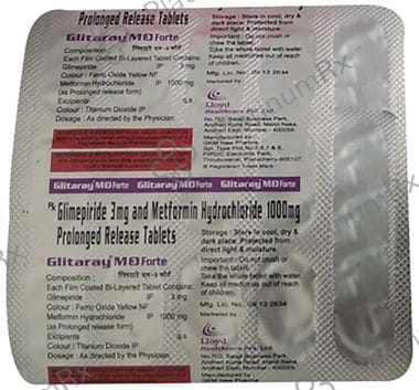 Glitaray M Forte 3/1000mg Tablet 15s