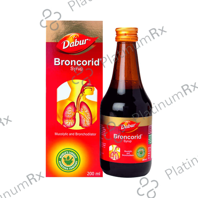 Dabur Broncorid Syrup - For Chronic & Allergic Cough & Common Cold - For Lungs & Respiratory Care