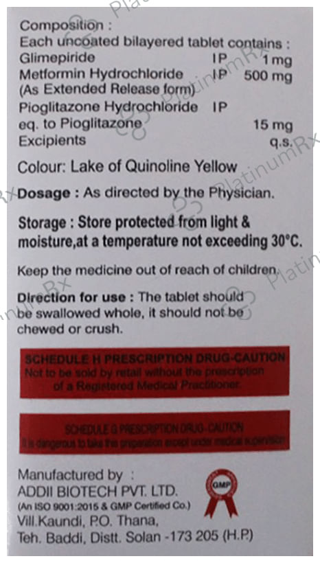 Cureglim MP 1mg/500mg/15mg Tablet ER